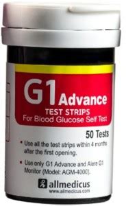 NoMed Alere G1 AGM-4000 Glucometer Strips Pack of 50 Without Box With ...