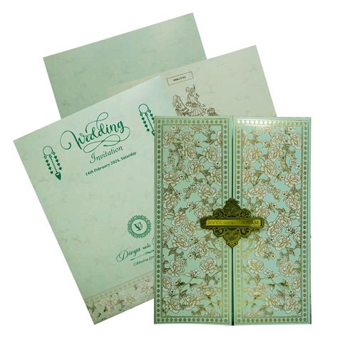 Pastel Green Floral Door-Style Invitation Card – King of Cards