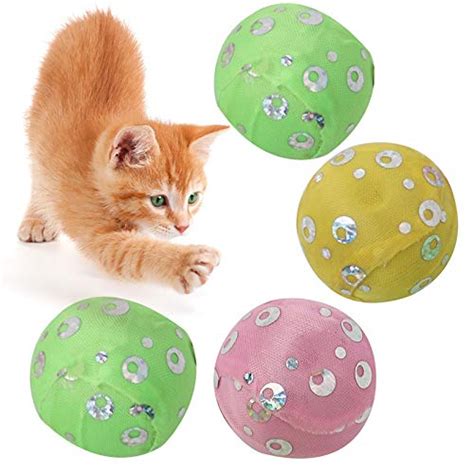 Dorakitten 4PCS Cat Ball Toy Interactive Funny Sequin Kitten Toy Ball ...