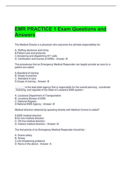Image result for EMR Practice Questions