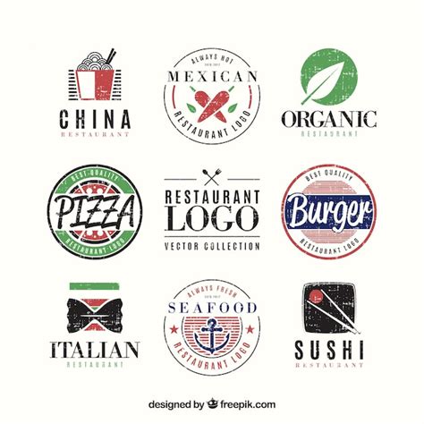 Variété de logos de restaurants cool | Vecteur Gratuite