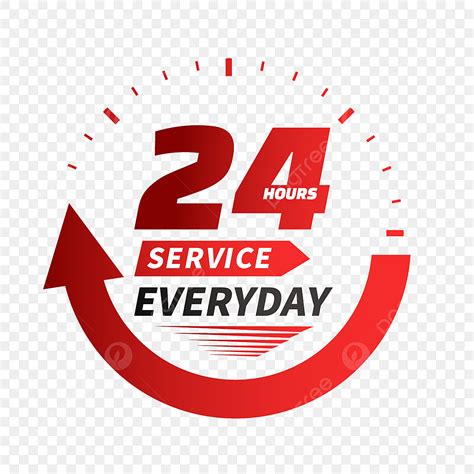 24 Hours Service Vector PNG Images, Red 24 Hour Delivery Service, Red ...