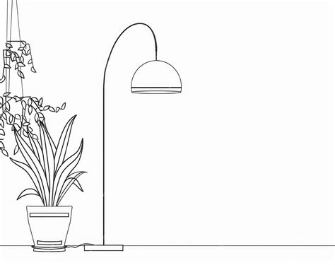 Continual oneline drawing of a floor lamp Simple outline modern ...
