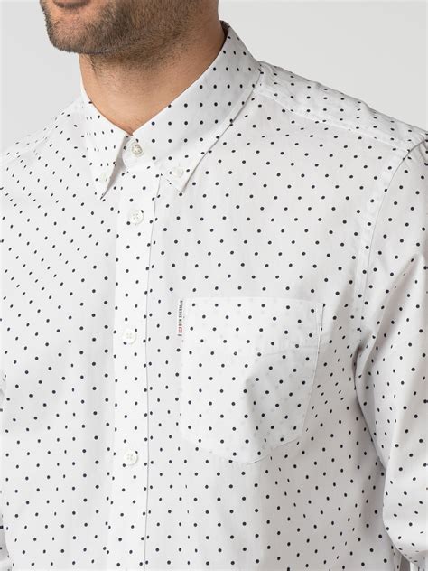 Men's White & Navy Blue Polka Dot Shirt | Ben Sherman | Est 1963