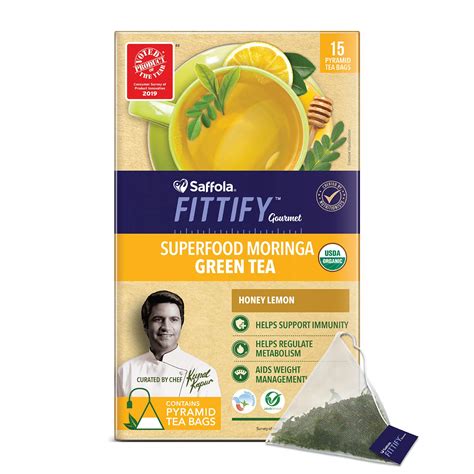Saffola FITTIFY Gourmet Superfood Moringa Green Tea, Honey Lemon, 15 ...