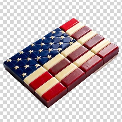 Patriotic chocolate bar with american flag isolated on transparent ...