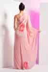 Buy Pink Crepe Fringe Asymmetric Flutter Kimono Sleeve Dress For Women ...