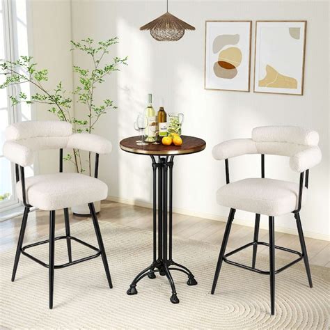 Costway 27 inches Swivel Bar Stool Set of 4 with Curved Back and Arms ...