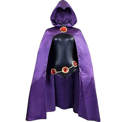 Teen Titans Raven Costume, Purple Hooded Cloak Jumpsuit Raven Cosplay ...