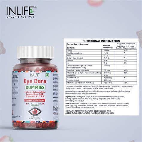 Inlife Eye Care Supplement with Lutein, Zeaxanthin, Omega 3 Gummies, S