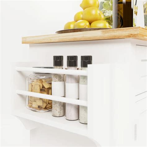 Kitchen Island Table: 35.4’’ White Kitchen Cart with Solid Wood Top ...