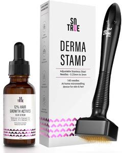 Sotrue Hair Growth Serum with Derma Stamp Combo, Adjustable Needles 0 ...
