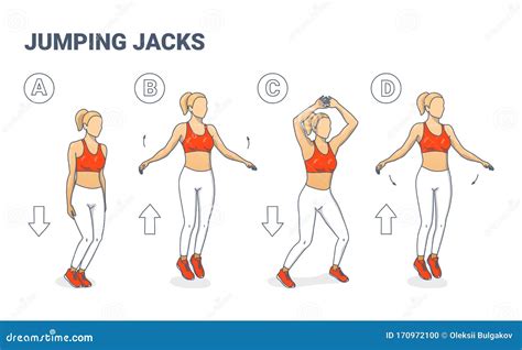 Girl Doing Jumping Jacks Exercise Workout Silhouettes. Stock Vector ...