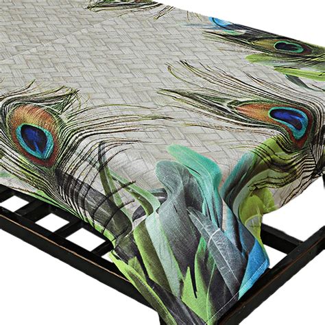 Kuber Industries Peacock Wing Jute 4 Seater Center Table Cover - Green ...