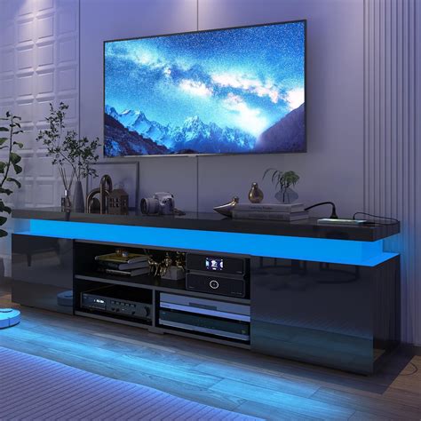 Amazon.com: Hlivelood LED TV Stand for 85 Inch TV, Modern TV Stand with ...
