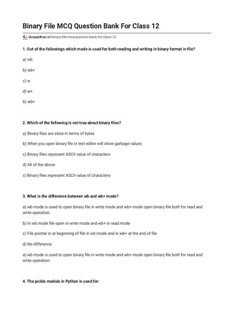 File Handling MCQs in Python Class 12 的图像结果