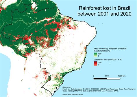 Rainforest loss in Brazil 2001-2020 : Maps