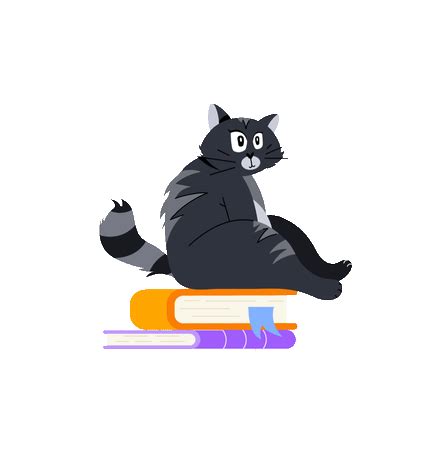 Animated Cat Reading A Book