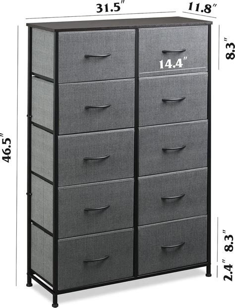 Buy WLIVE 10-Drawer Dresser, Fabric Storage Tower for Bedroom, Hallway ...