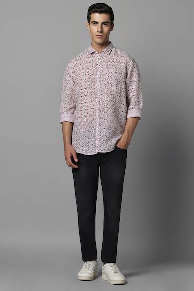 Buy Men Pink Slim Fit Print Full Sleeves Casual Shirt Online - 934430 ...