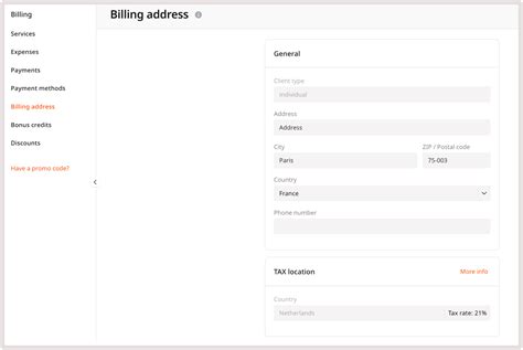 Billing address - Gcore Docs