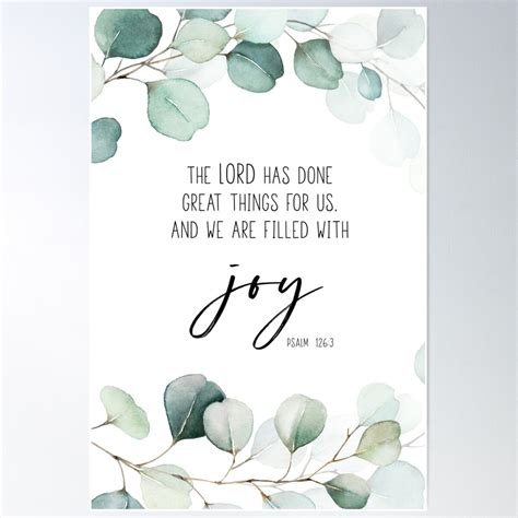 Joy Bible Verse Psalm 126:3 Poster Wall Art, Modern Wall Decor For ...