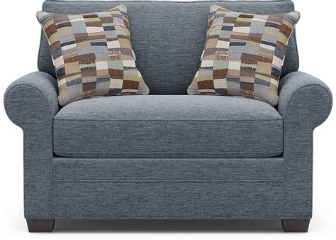 Cindy Crawford Bellingham 5 Pc Indigo Blue Chenille Fabric Living Room ...