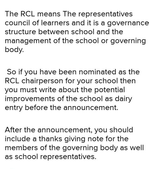You have been nominated to represent your class in the RCL.the ...