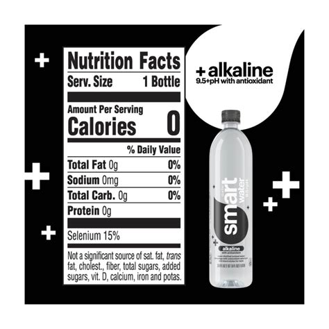 SmartWater Alkaline with Antioxidant Ionized Electrolyte Vapor-distilled Water, 33.8 fl oz, 1L