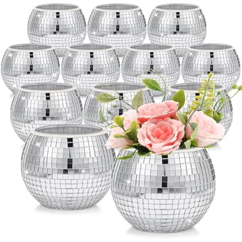 Jinei 12 Pcs Disco Vases Bulk Silver Mirror Disco India | Ubuy