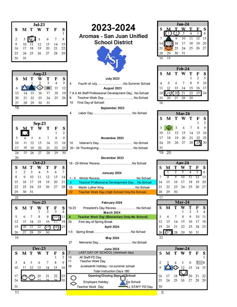 Instructional Calendars | Aromas-San Juan USD