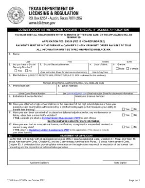 TX TDLR COS004 2022-2026 - Fill and Sign Printable Template Online