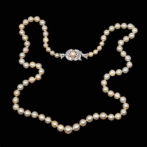Vintage Pearl Diamond Necklace Certificate The Chelsea Bijouterie
