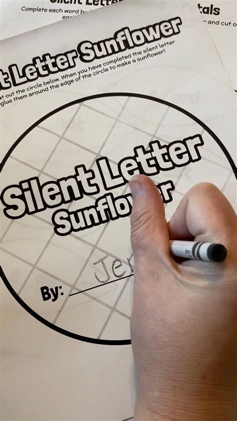 Silent letter words printable sunflower craft – Artofit
