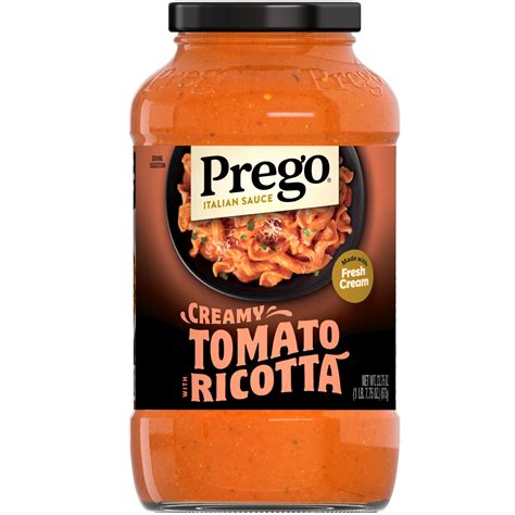 Prego Creamy Tomato Pasta Sauce with Ricotta Cheese 24 oz Jar, Italian ...