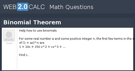View question - Binomial Theorem