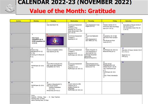 Calendar - Kothari International School