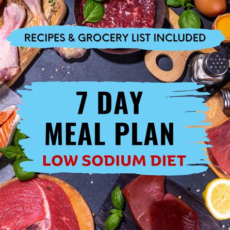 7 Day Low Sodium Meal Plan With Printable Grocery List Low Salt Diet 1500 Calorie Healthy Heart ...