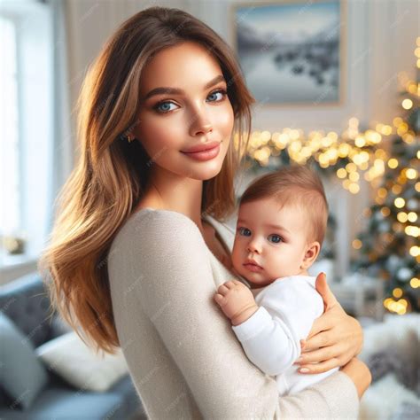 Premium AI Image | A beautiful woman holding a baby