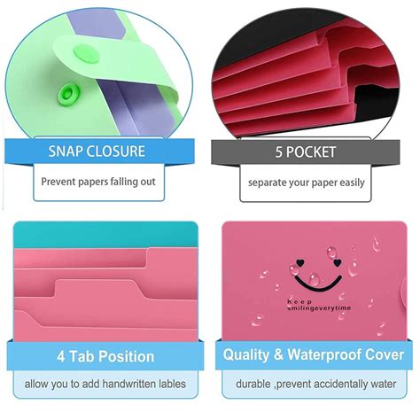 NISUN 5 Pockets File Organizer, Expanding File Folder, Accordion ...