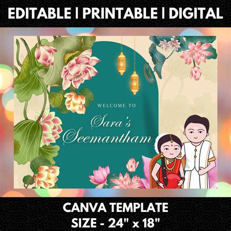 Seemantham Ceremony Sign Template | Indian Baby Shower Welcome Sign ...