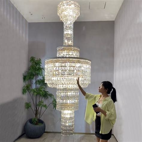 Oversized Modern Muti-tiered Round Crystal Chandelier Designer High-en ...
