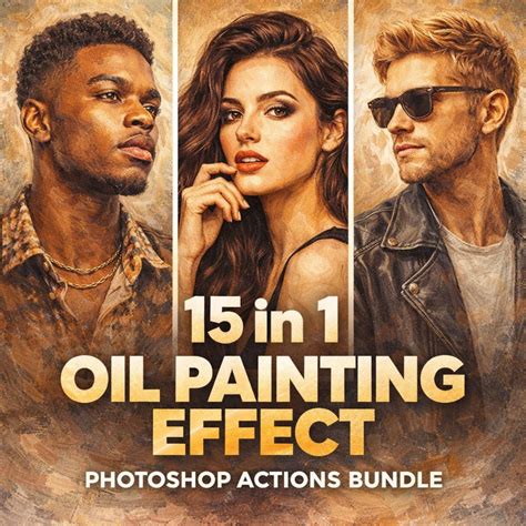 Oil Painting Photoshop Actions Bundle – 15 in 1 One Click Art Effects ...