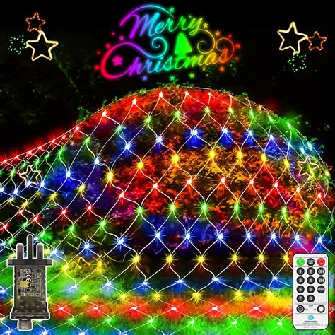 200 LED Christmas Net Lights Outdoor 3m x 2m Mesh Lights Fairy String ...