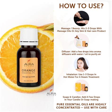 Orange Essential Oil - 15ml for Skin, Hair, Face, Acne Care – AuraDecor
