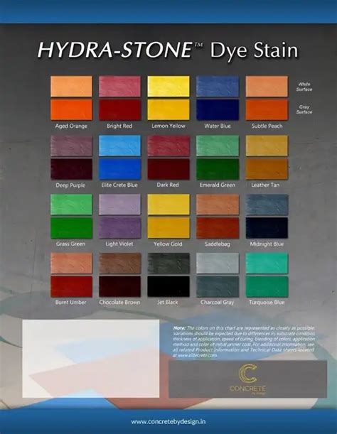 Color Chart - Conrete By Design