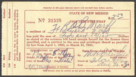 1930-31 ($2.50) New Mexico Hunting License - Waterfowl Stamps and More