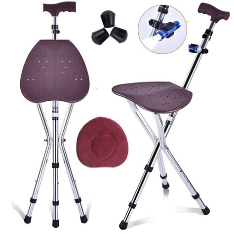 Folding Canes Seat Walking Stick Height Adjustment 300 lbs Capacity ...