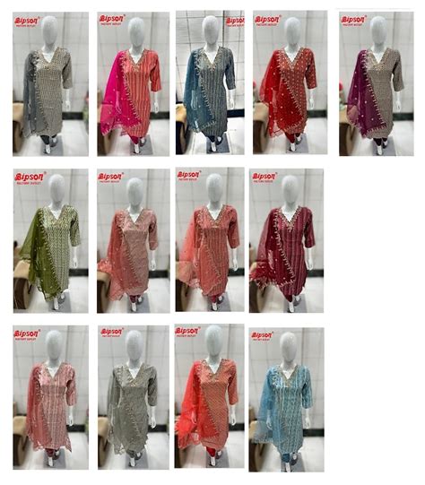 V Neck Bipson Prints Chanderi Readymade Pant Style Suits – Kavya Style Plus