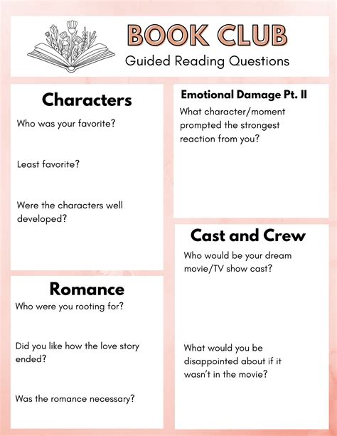 Ready to Print Book Club Questions PDF - Etsy